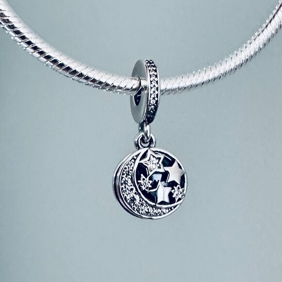 Pandora Moon & Blue Sky Dangle Charm / Pandora Charms / Pandora Bracelet - Picture 5 of 7